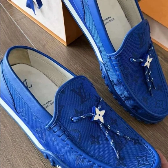 Louis Vuitton Men’s Royal Blue Monogram Driving Loafers - Picture 6 of 8